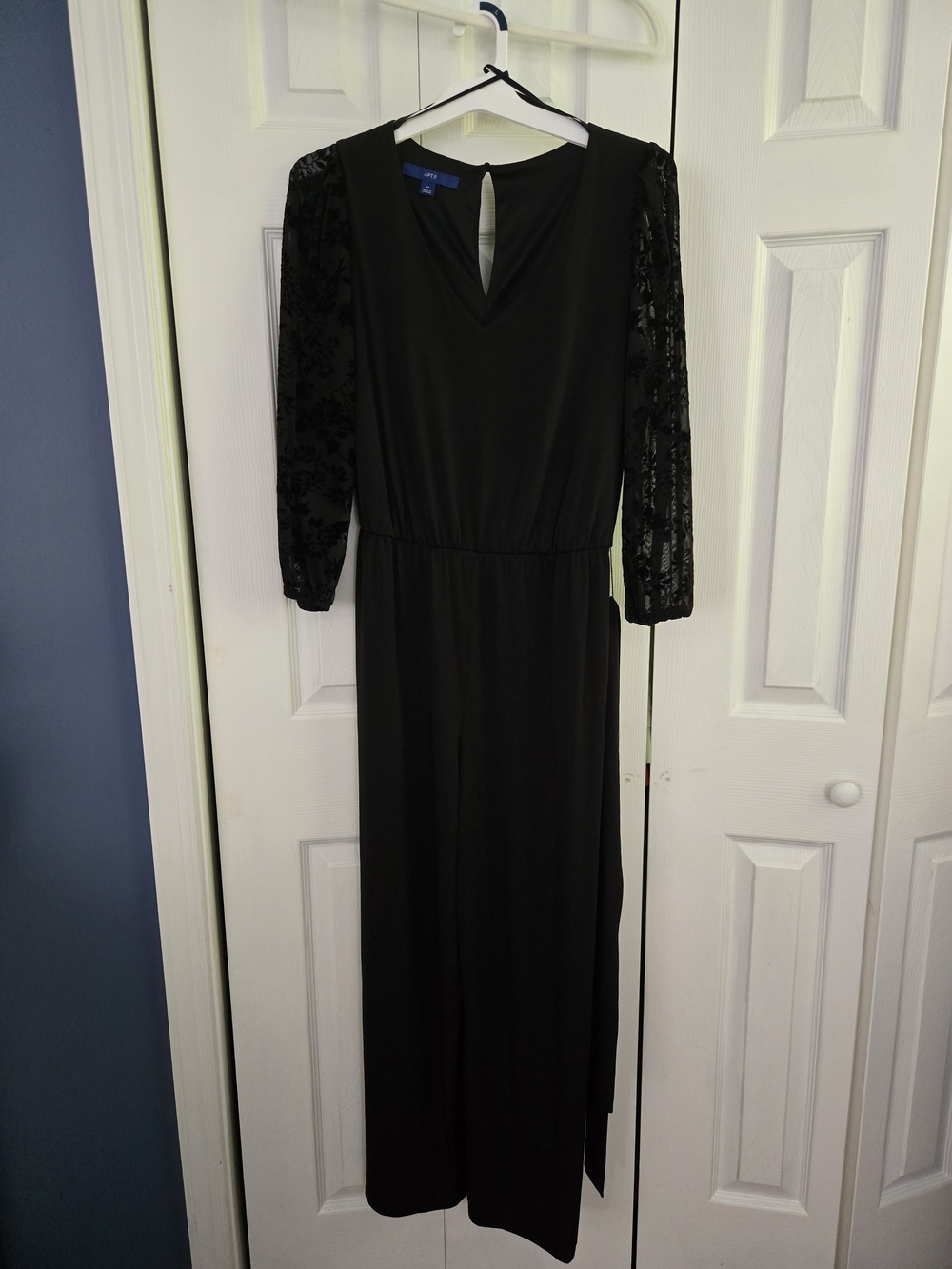 Apt. 9 Black Jumpsuit with Lace Sleeves